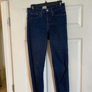 Denim jeans dark 9” high rise toothpick jcrew size 28T